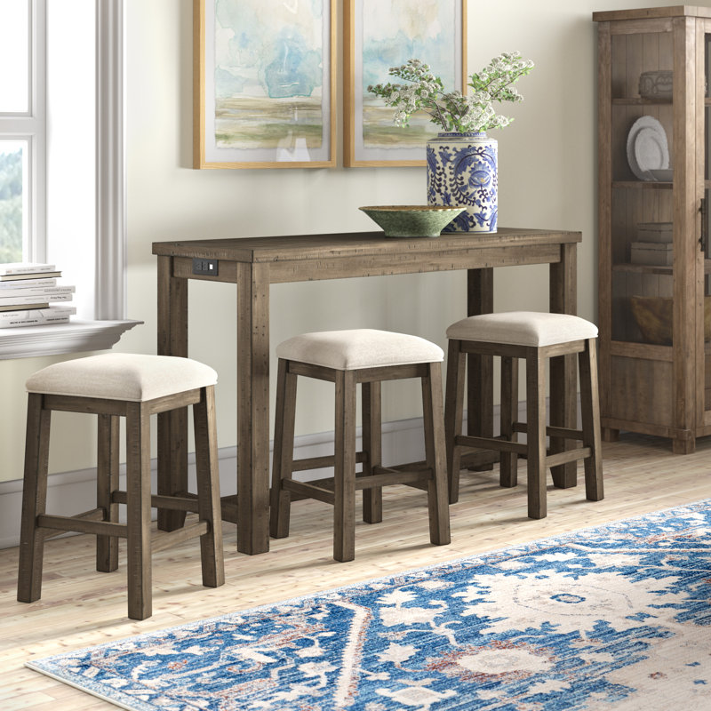 Three Posts Kenworthy 4 Piece Counter Height Acacia Solid Wood Dining Set & Reviews Wayfair.ca